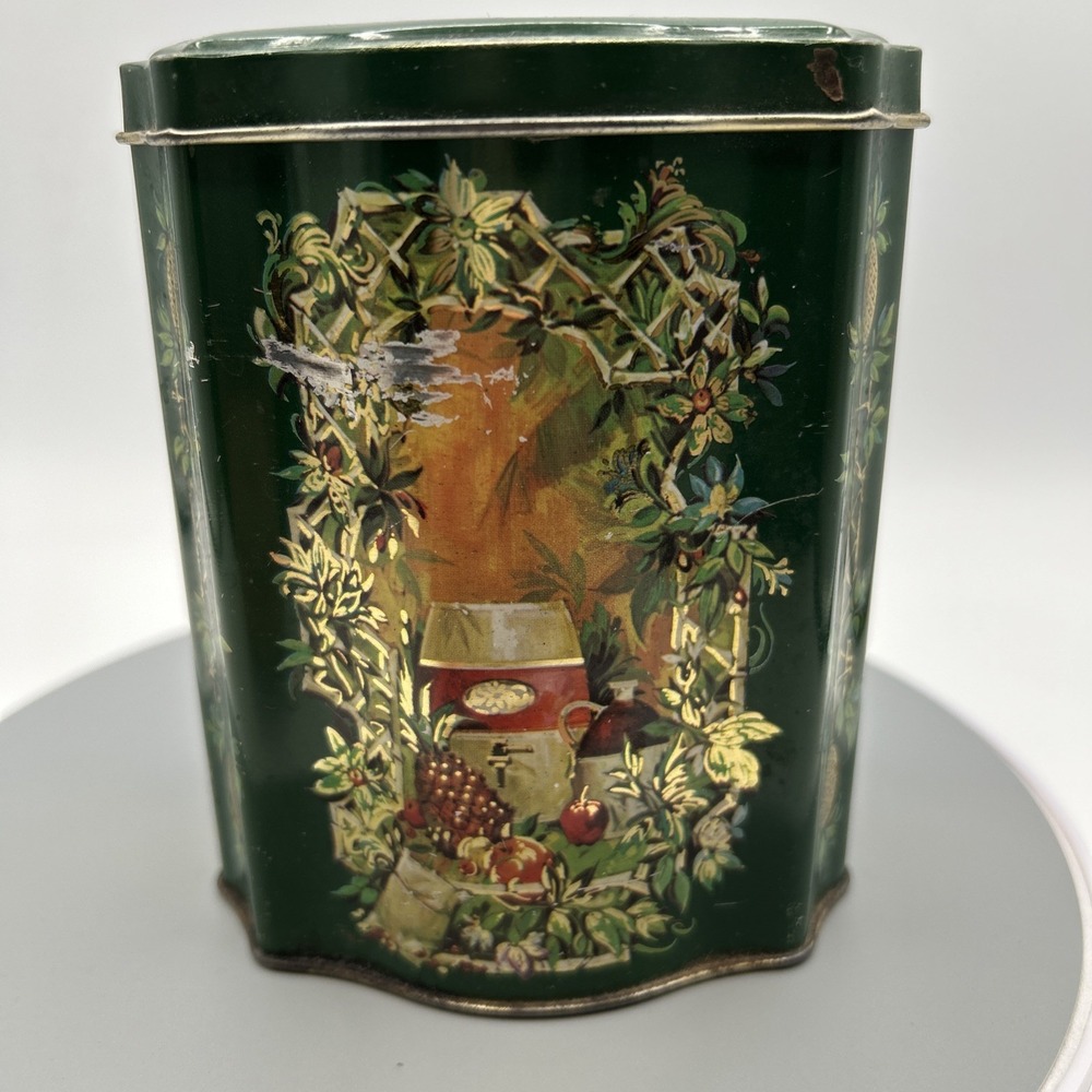 Vintage Avon 1981 Collector Tin England Red Green Gold Fruit Christmas Canister